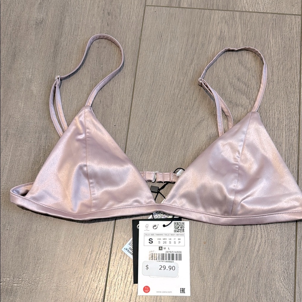 Zara Lilac Satin Bra Size Small NWT